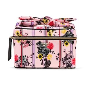 Victoria's Secret Blush Floral Stripe Train Case